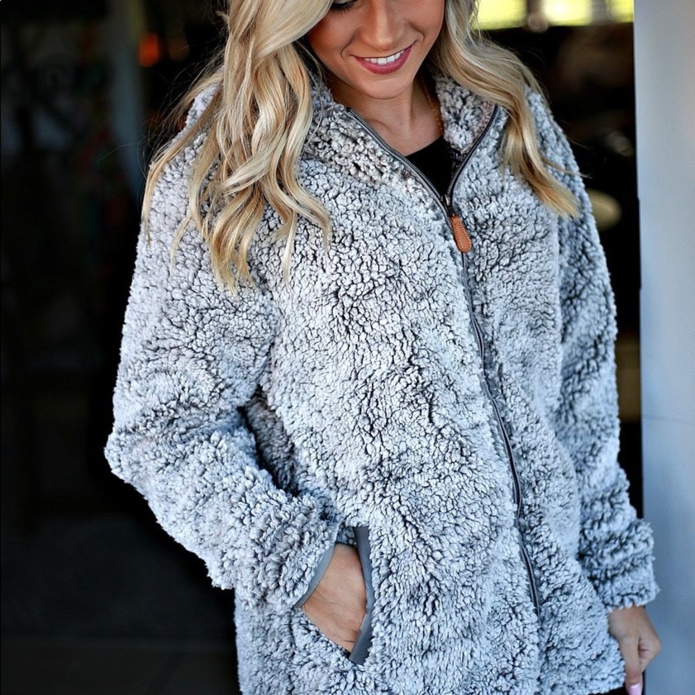 Simple southern Sherpa zip up hoodie